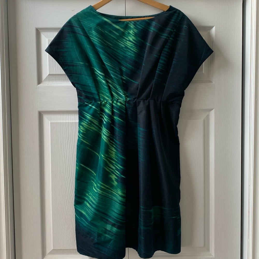 Marni Italian deep blue to bright green bateau neck tucked waist dress EUC - Picture 1 of 10